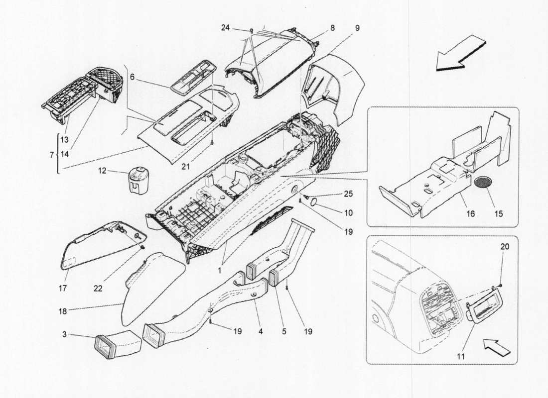 maserati qtp. v6 3.0 bt 410bhp 2015 centre console part diagram