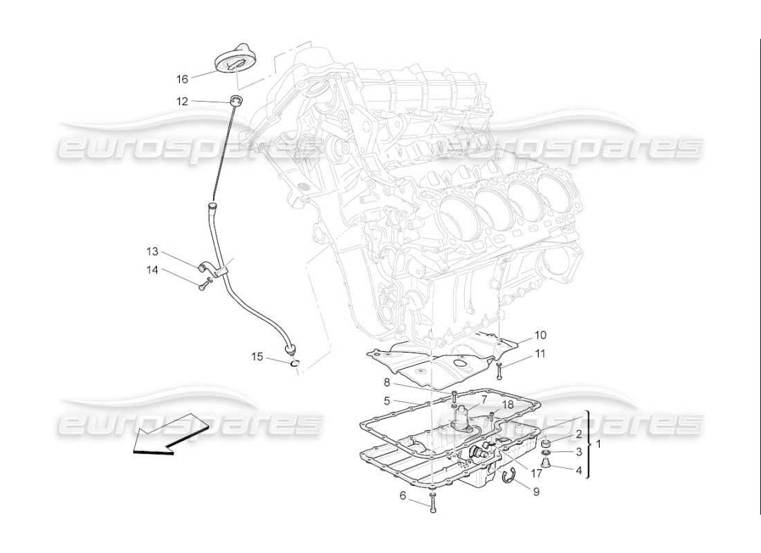 maserati qtp. (2010) 4.7 auto lubrication system: circuit and collection part diagram