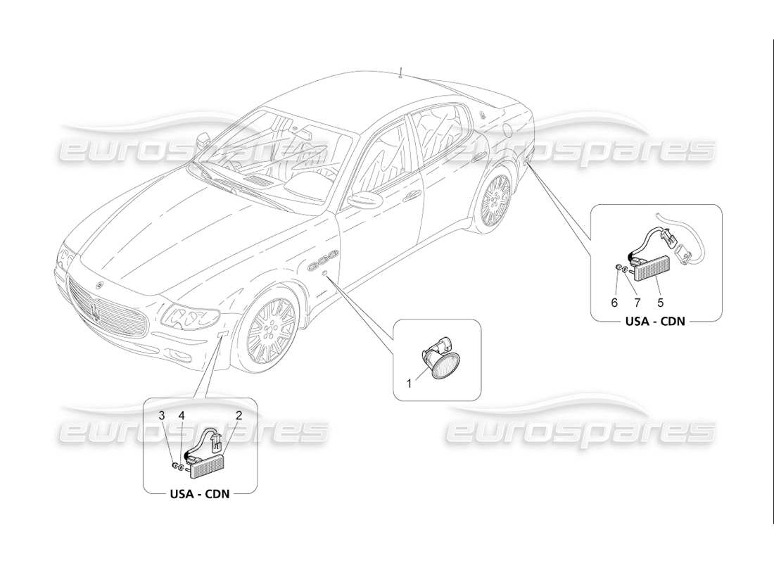 maserati qtp. (2006) 4.2 f1 side light clusters part diagram