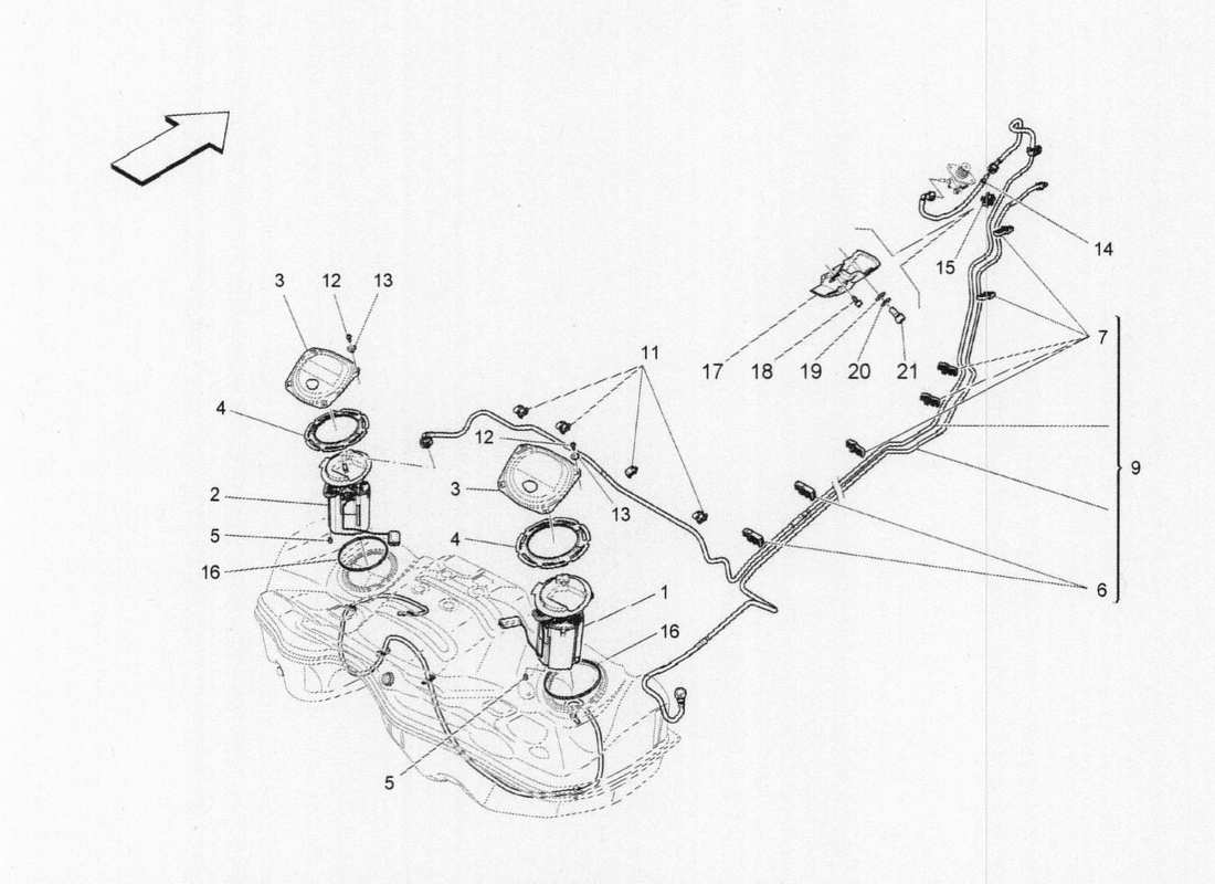 maserati qtp. v6 3.0 bt 410bhp 2015 fuel pumps and connection lines part diagram