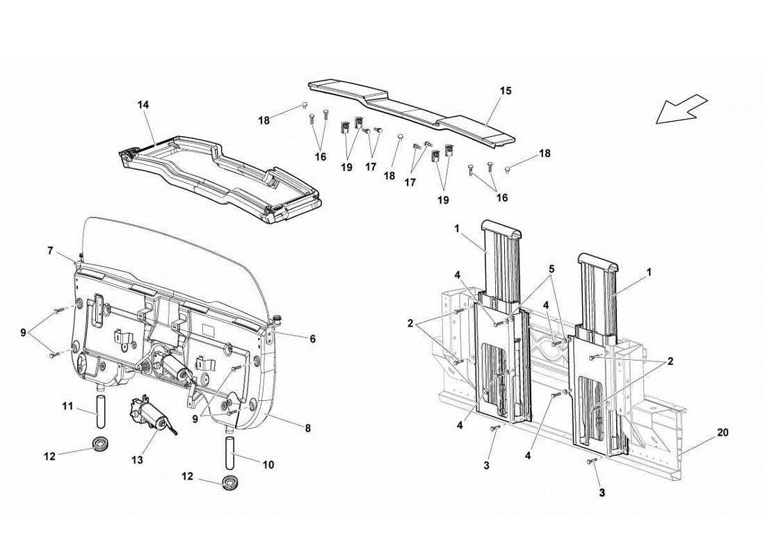 lamborghini gallardo lp570-4s perform rear window glass part diagram