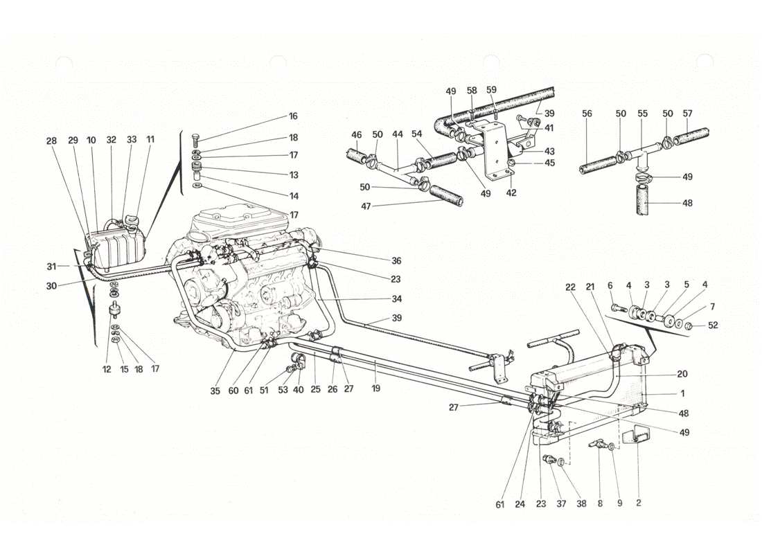 ferrari 208 gtb gts cooling system part diagram