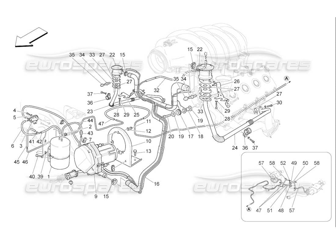 maserati qtp. (2009) 4.7 auto additional air system part diagram