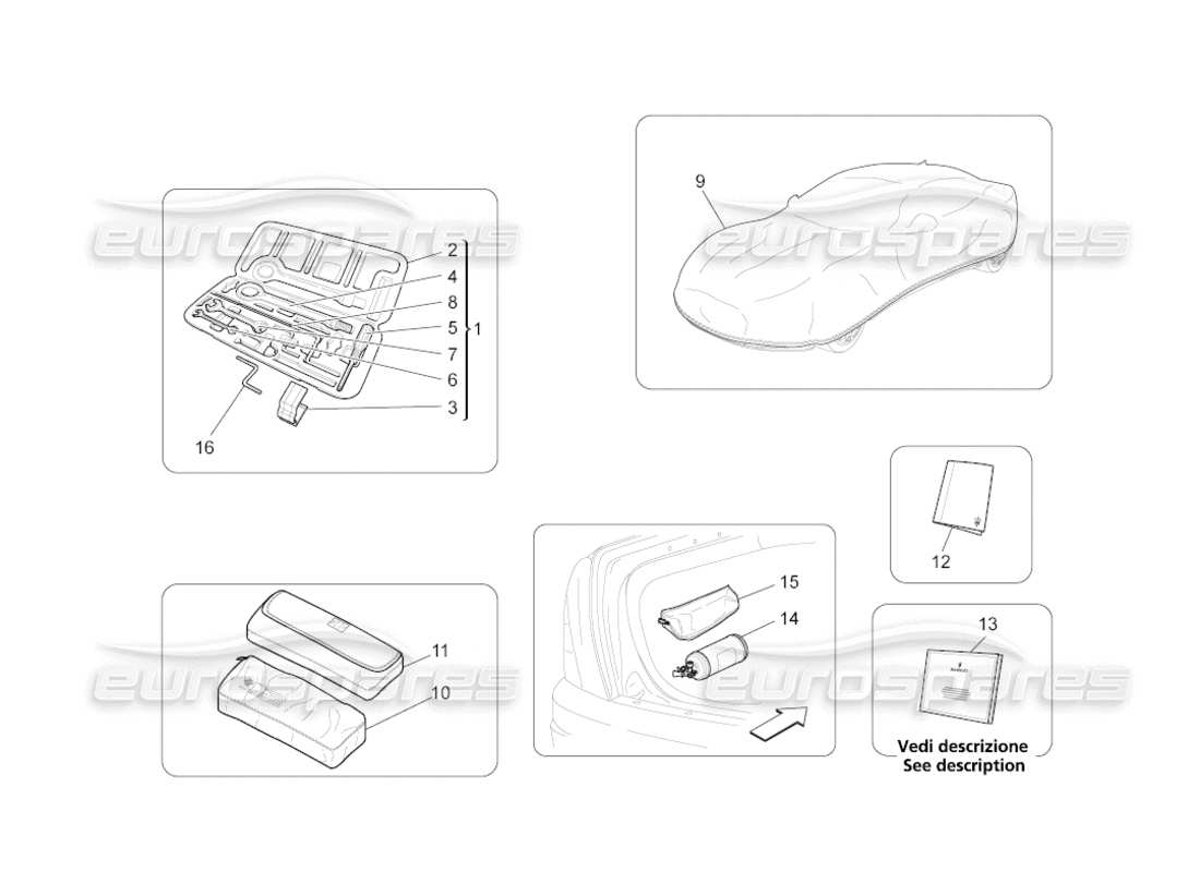 maserati grancabrio (2010) 4.7 accessories provided part diagram