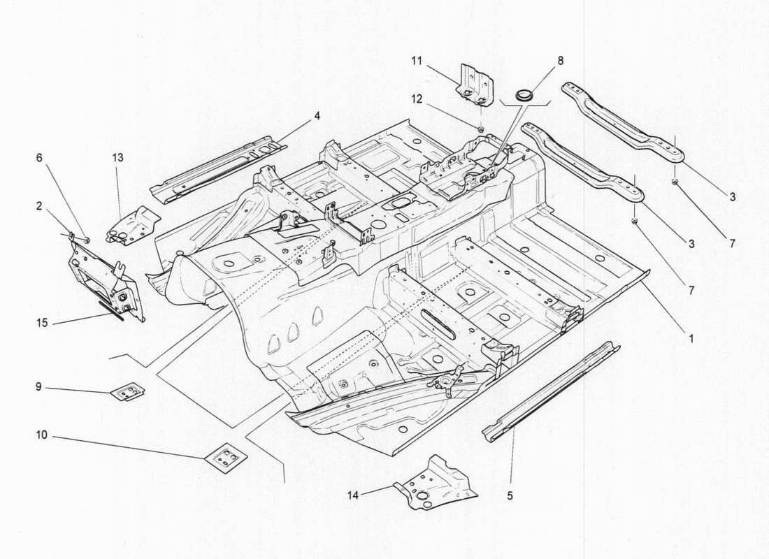 maserati qtp. v6 3.0 bt 410bhp 2015 central structural frames and sheet panels part diagram