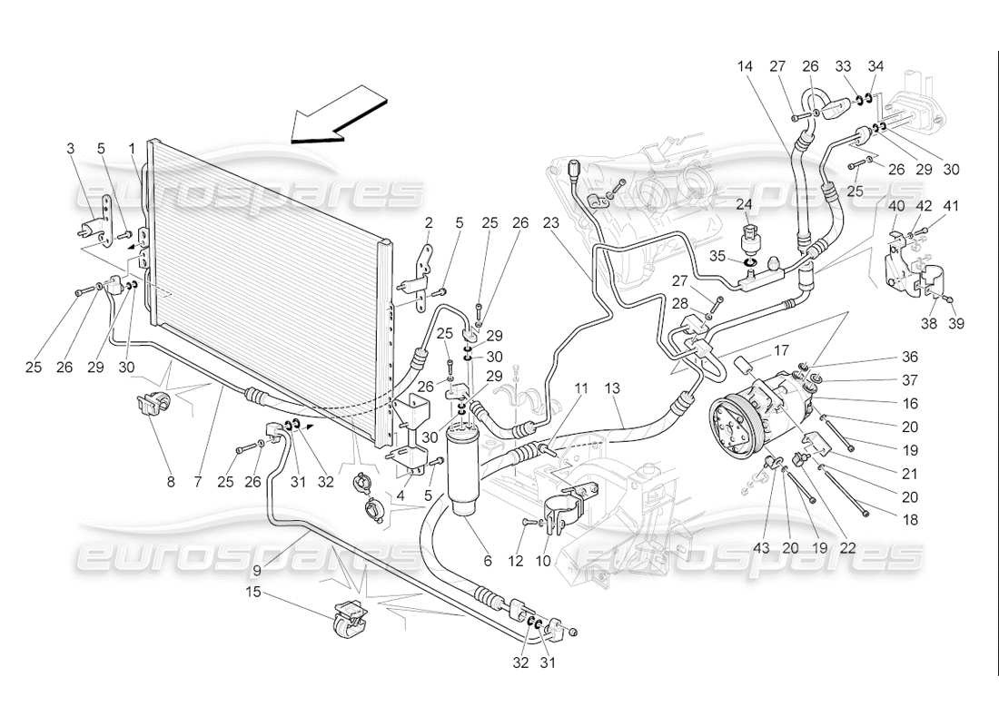 maserati qtp. (2006) 4.2 f1 a c unit: engine compartment devices part diagram