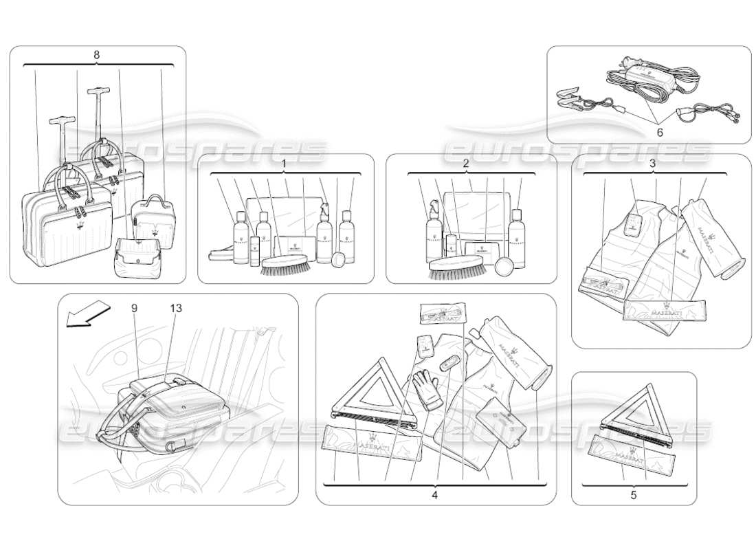 maserati grancabrio (2010) 4.7 after market accessories part diagram