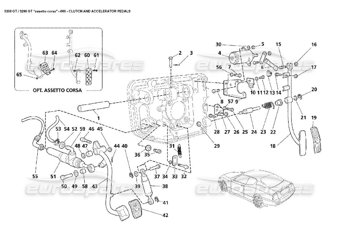 maserati 3200 gt/gta/assetto corsa clutch & throttle pedals part diagram