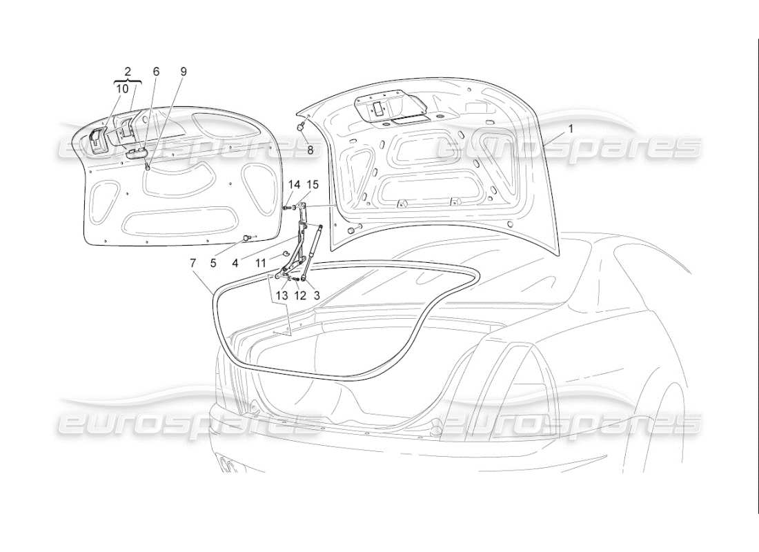 maserati qtp. (2009) 4.7 auto rear lid part diagram