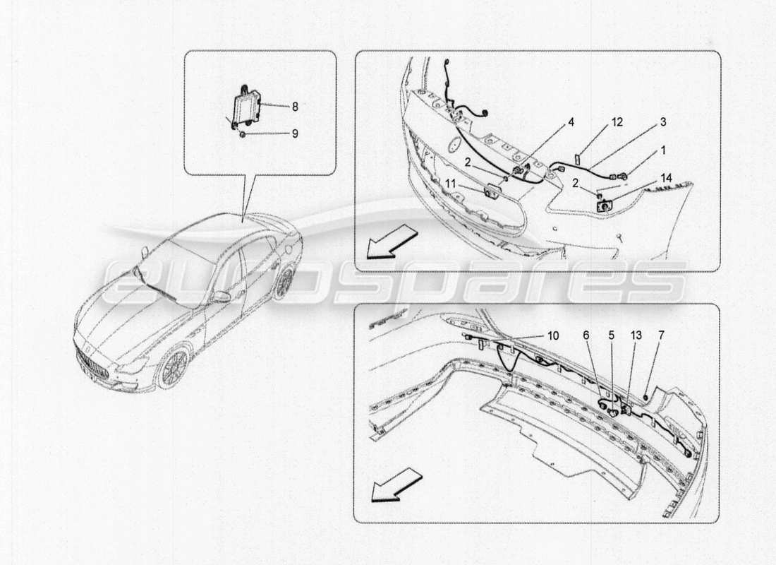 maserati qtp. v8 3.8 530bhp auto 2015 parking sensors part diagram