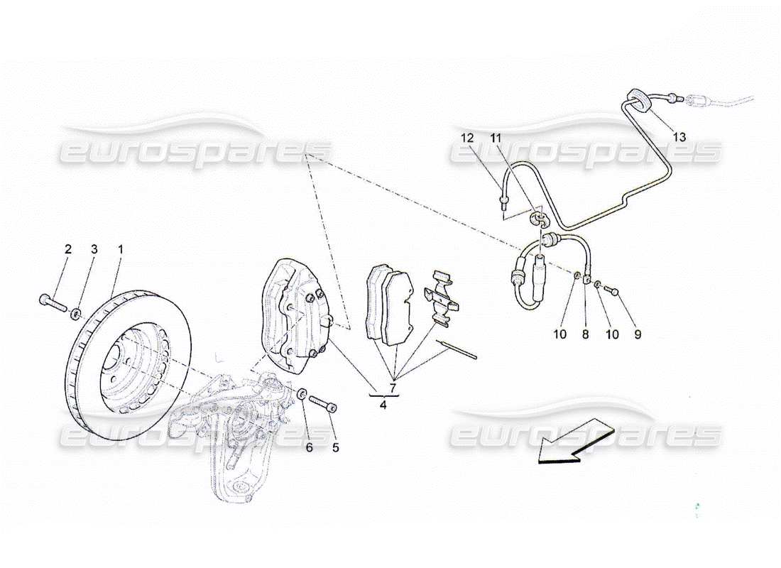 maserati qtp. (2010) 4.2 braking devices on front wheels part diagram