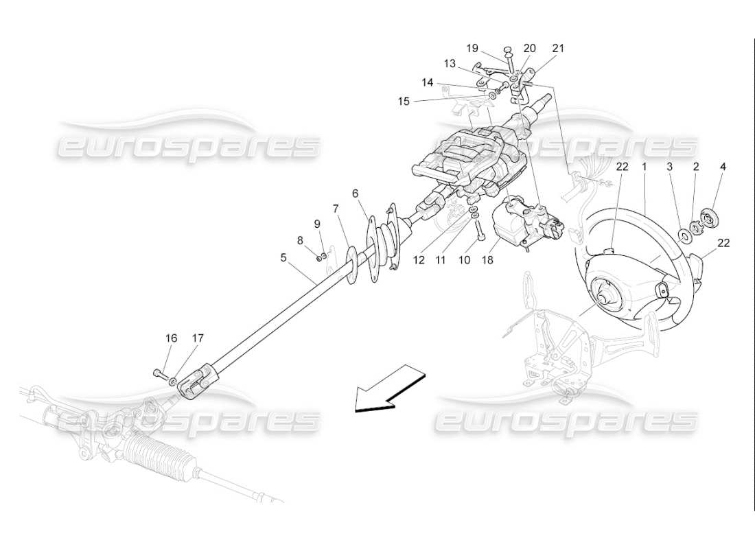 maserati qtp. (2007) 4.2 f1 steering column and steering wheel unit part diagram