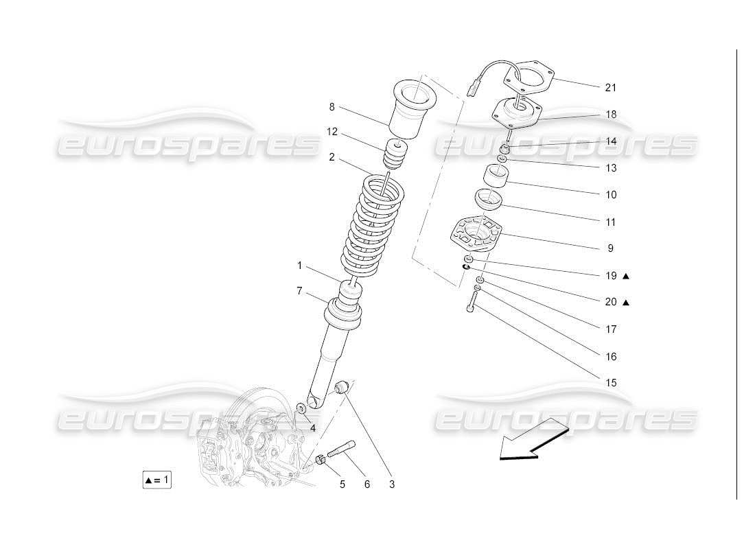 maserati qtp. (2007) 4.2 auto rear shock absorber devices part diagram