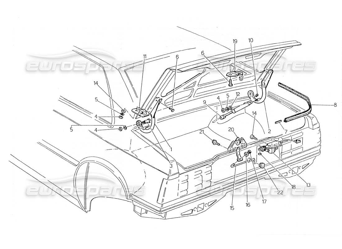 maserati 228 boot lid part diagram