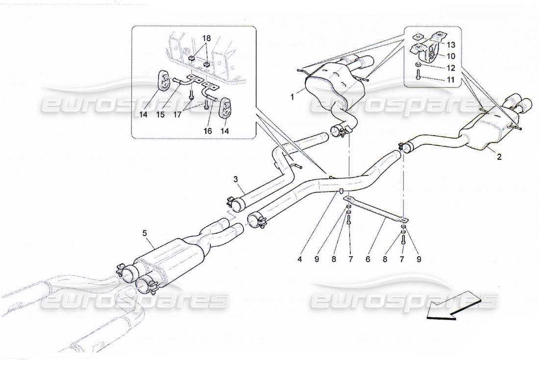 maserati qtp. (2010) 4.2 silencers part diagram