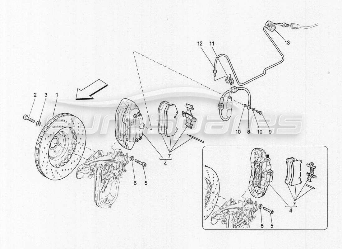 maserati granturismo special edition braking devices on front wheels part diagram