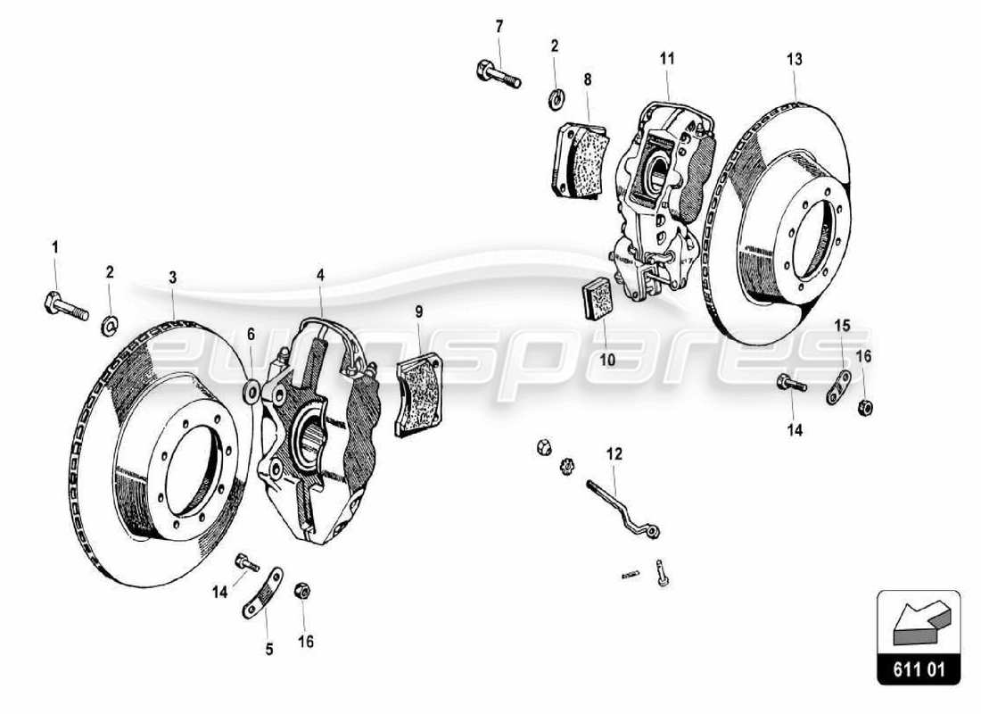 lamborghini miura p400s brake system part diagram