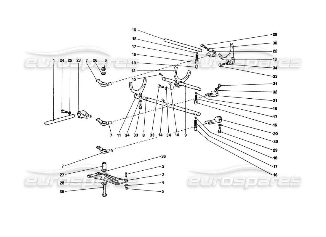 ferrari 308 gtb (1980) inside gearbox controls part diagram