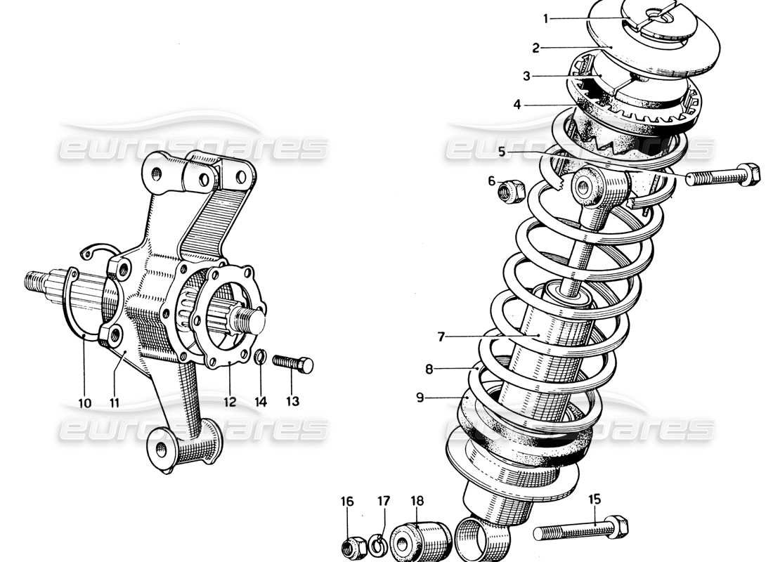 ferrari 330 gtc coupe rear suspension - wheel carrier part diagram