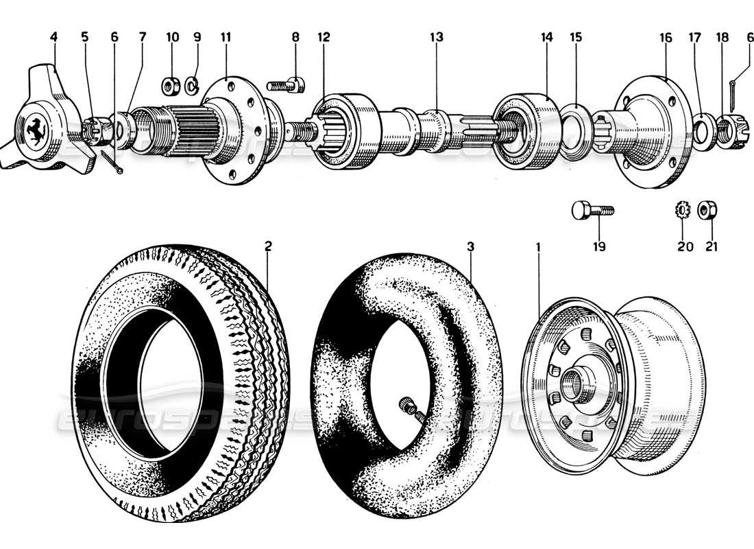 ferrari 330 gtc coupe wheels and tyres part diagram