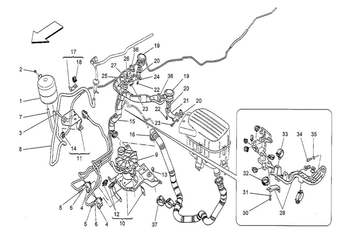 maserati qtp. v8 3.8 530bhp 2014 additional air system part diagram