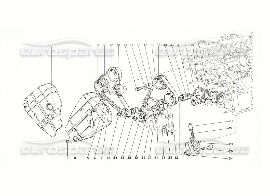 ferrari 308 gt4 dino (1976) timing system - controls parts diagram