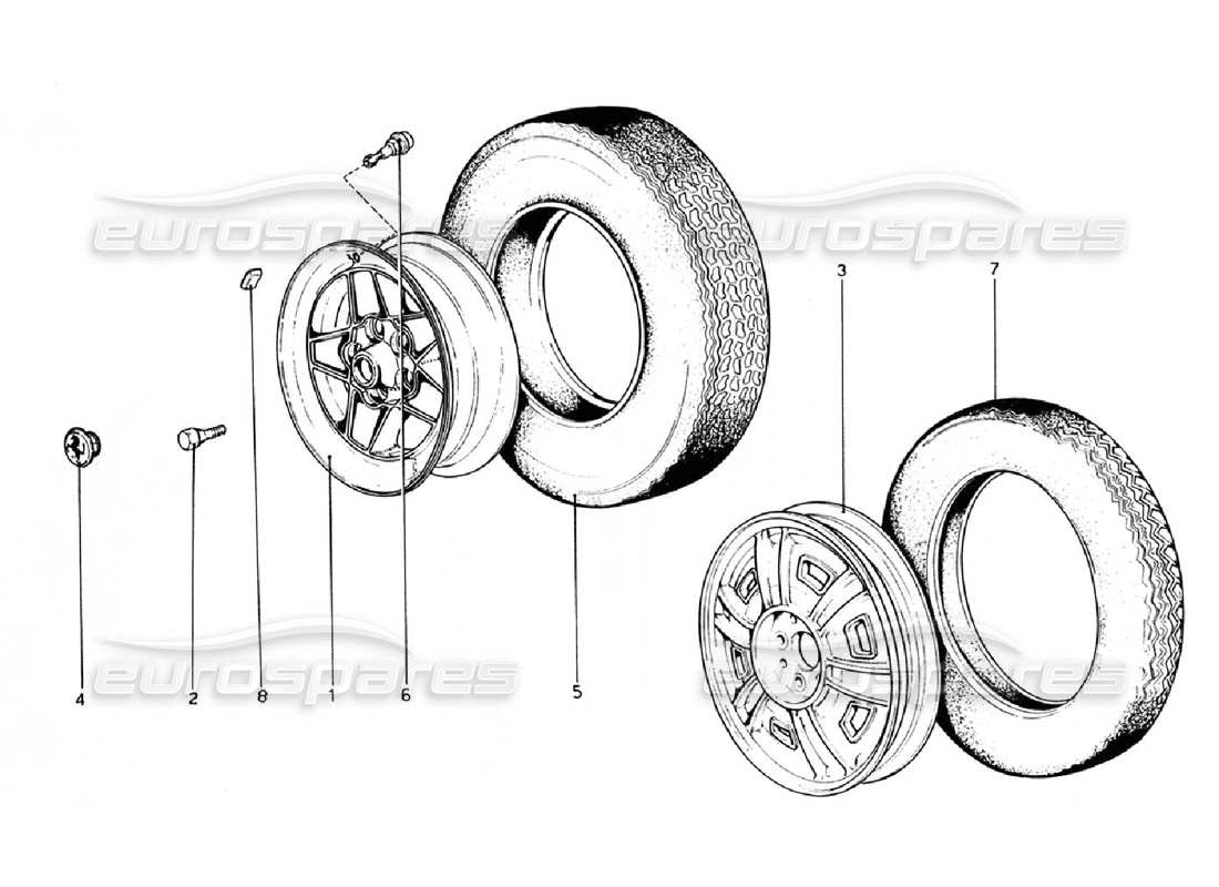 ferrari 308 gtb (1976) wheels part diagram