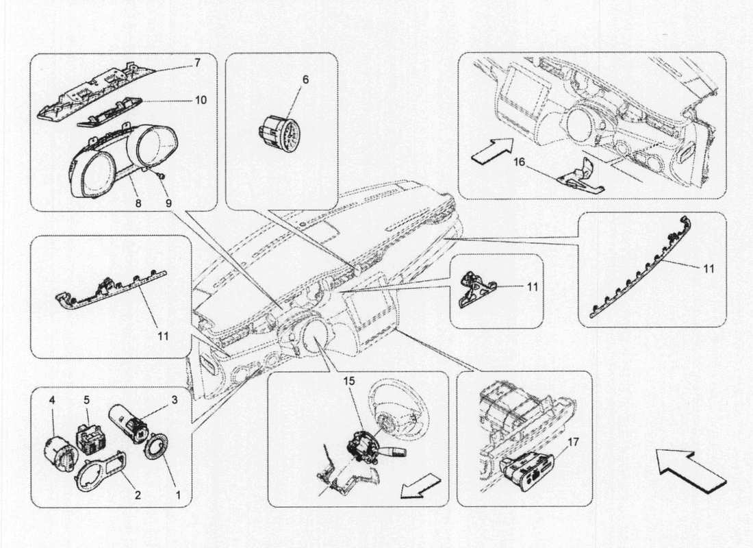 maserati qtp. v6 3.0 bt 410bhp 2wd 2017 dashboard devices part diagram