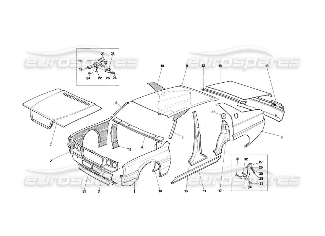 maserati qtp.v8 4.9 (s3) 1979 body shell part diagram