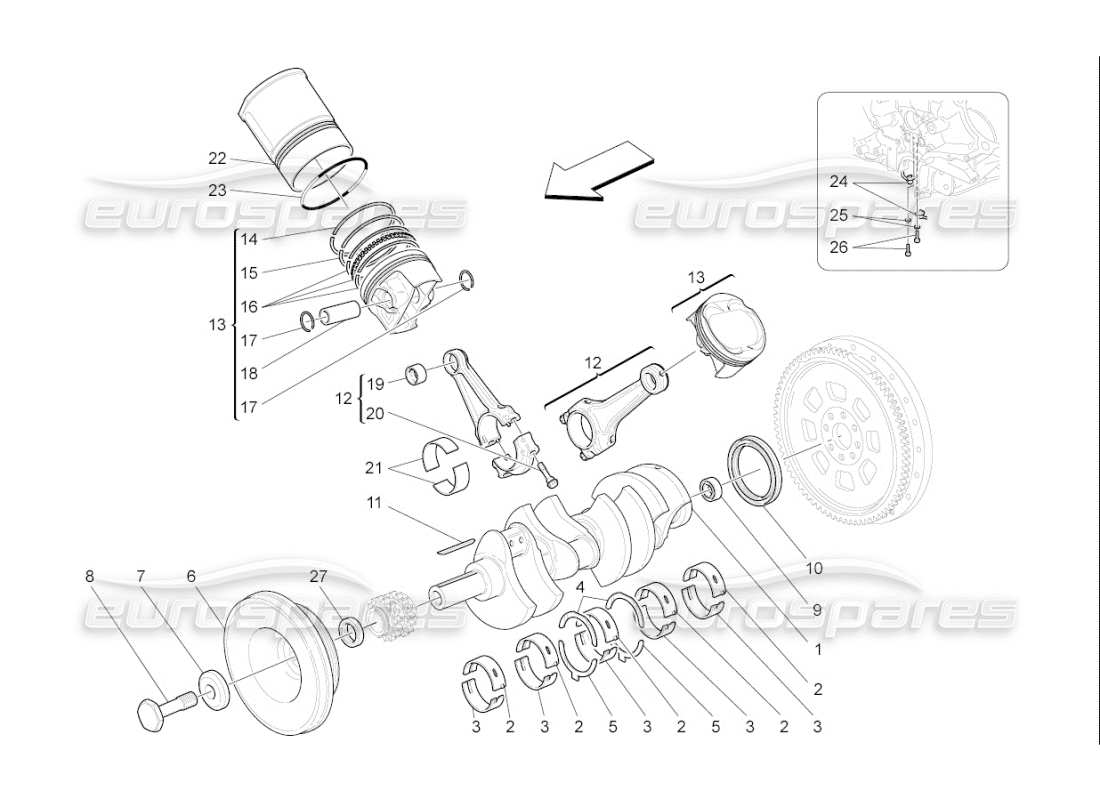 maserati qtp. (2007) 4.2 f1 crank mechanism part diagram