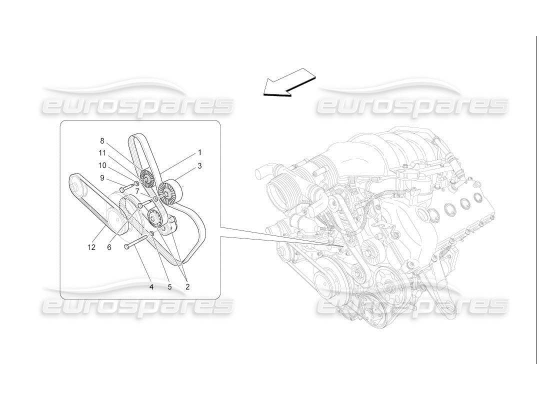 maserati qtp. (2007) 4.2 auto auxiliary device belts part diagram