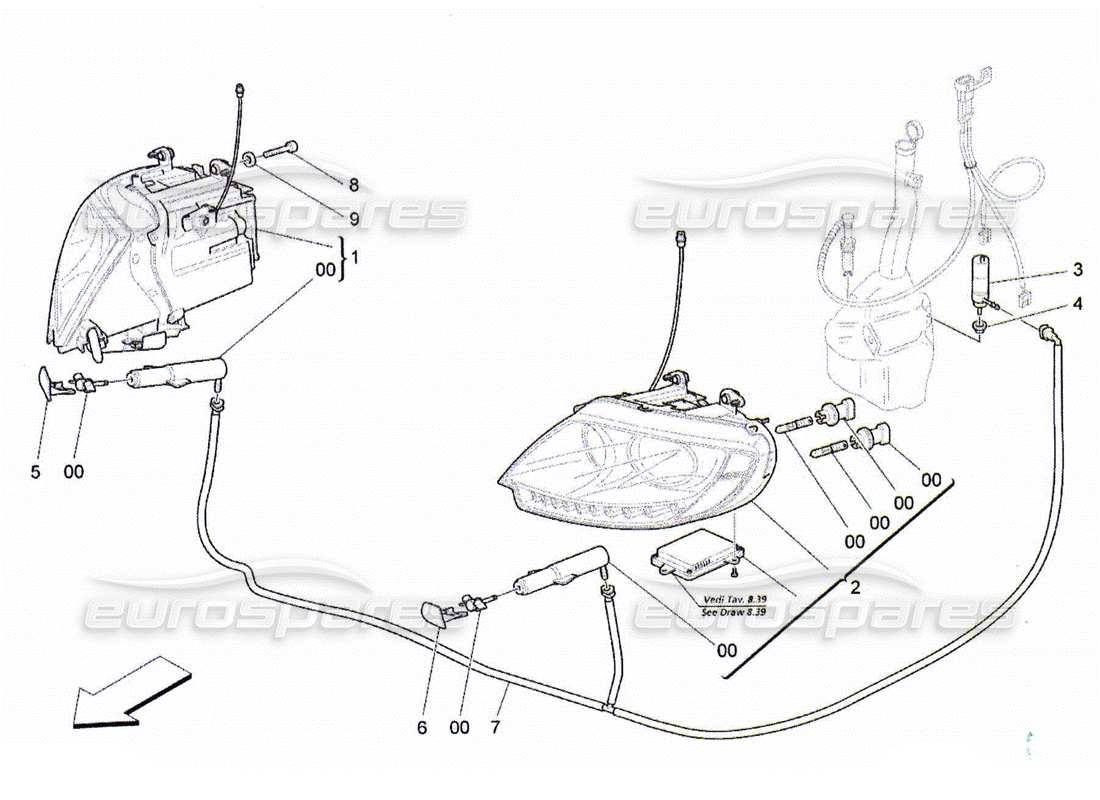 maserati qtp. (2010) 4.2 headlight clusters part diagram