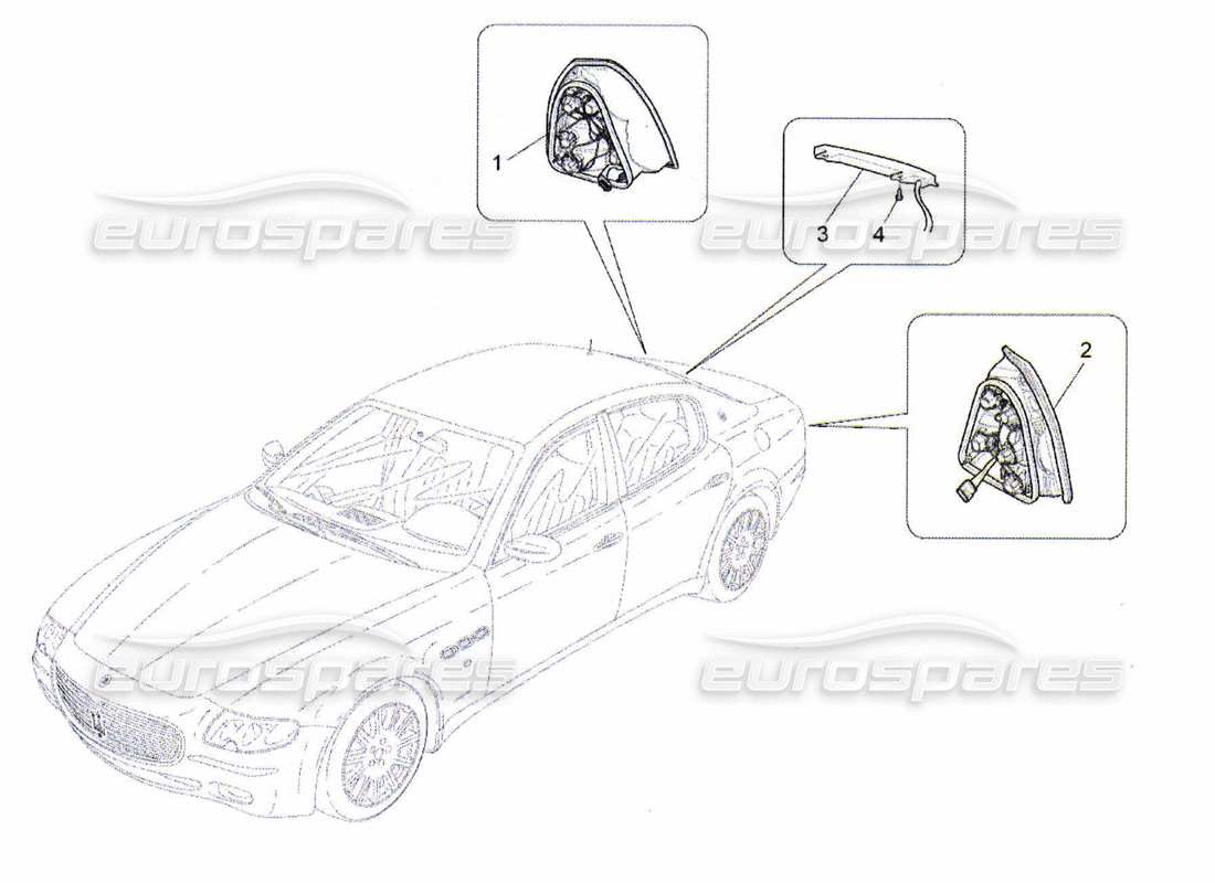 maserati qtp. (2010) 4.2 taillight clusters part diagram