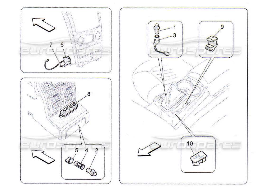 maserati qtp. (2010) 4.2 centre console devices part diagram