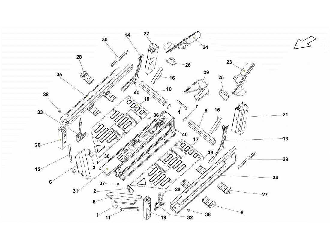 lamborghini gallardo lp570-4s perform center frame elements part diagram