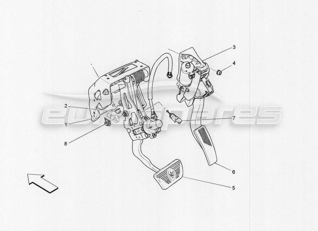 maserati qtp. v8 3.8 530bhp auto 2015 complete pedal board unit part diagram