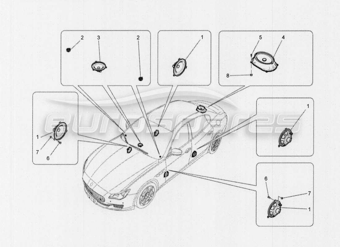 maserati qtp. v8 3.8 530bhp auto 2015 sound diffusion system part diagram