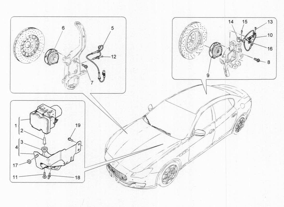 maserati qtp. v6 3.0 bt 410bhp 2015 braking control systems part diagram