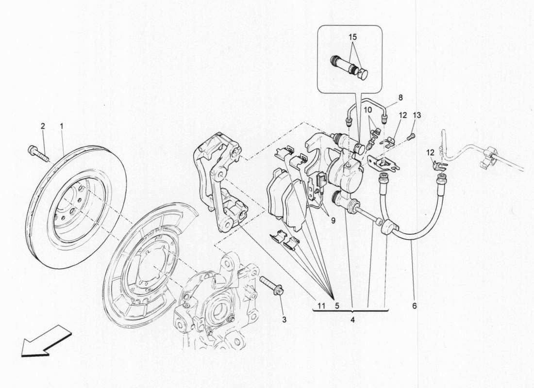 maserati qtp. v6 3.0 bt 410bhp 2015 braking devices on rear wheels part diagram