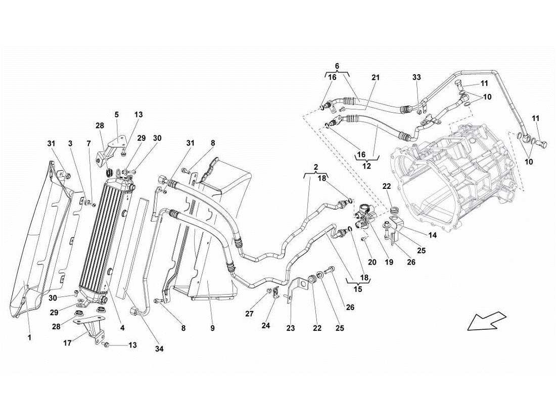 lamborghini gallardo lp570-4s perform oil cooler part diagram