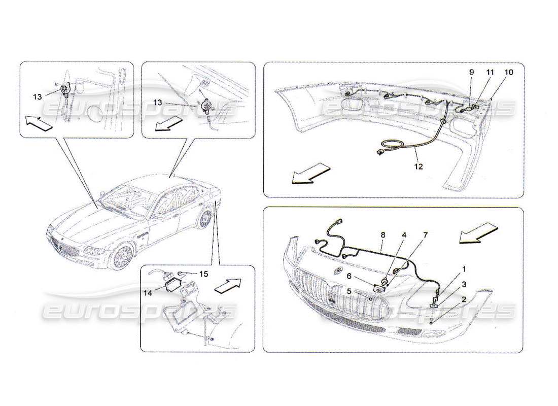 maserati qtp. (2010) 4.2 parking sensors part diagram