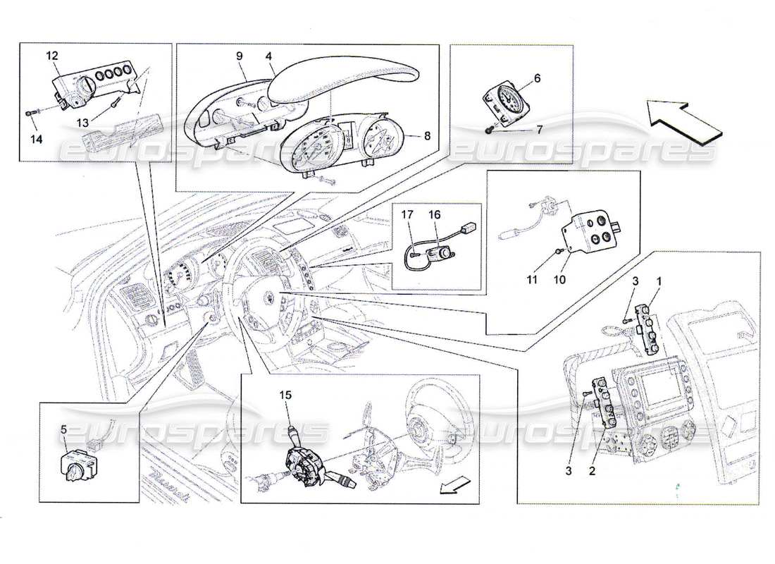 maserati qtp. (2010) 4.7 dashboard devices part diagram