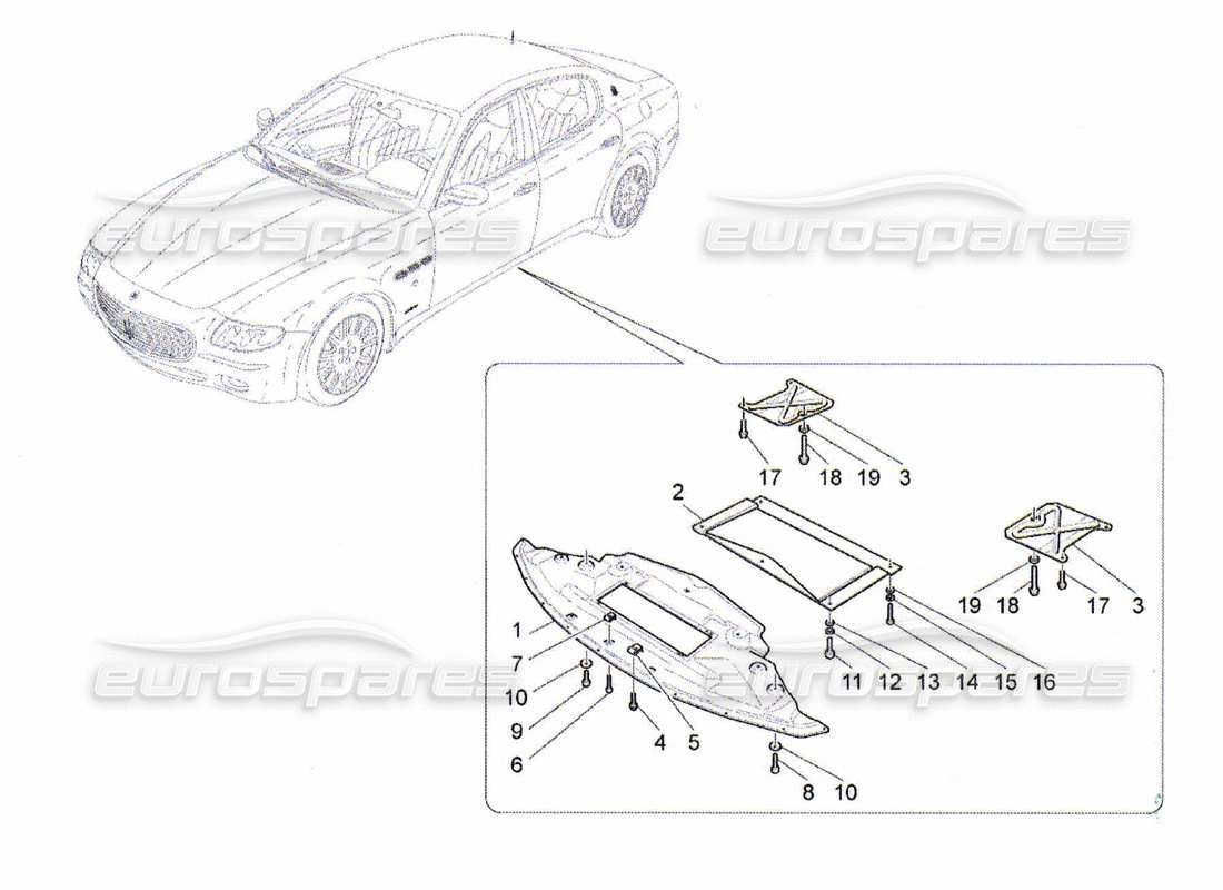 maserati qtp. (2010) 4.2 underbody and underfloor guards part diagram