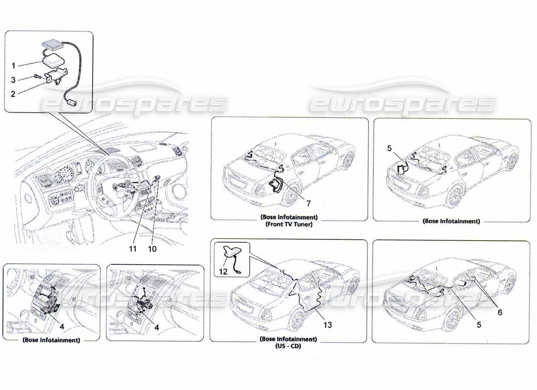 maserati qtp. (2010) 4.7 reception and connection system part diagram