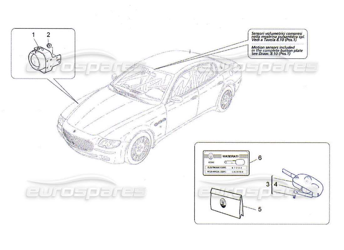 maserati qtp. (2010) 4.2 alarm and immobilizer system part diagram