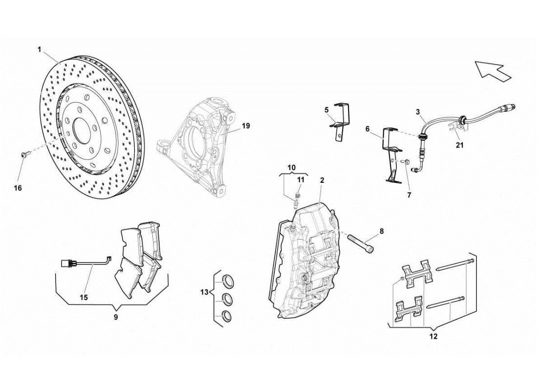 lamborghini gallardo sts ii sc front brakes discs std part diagram