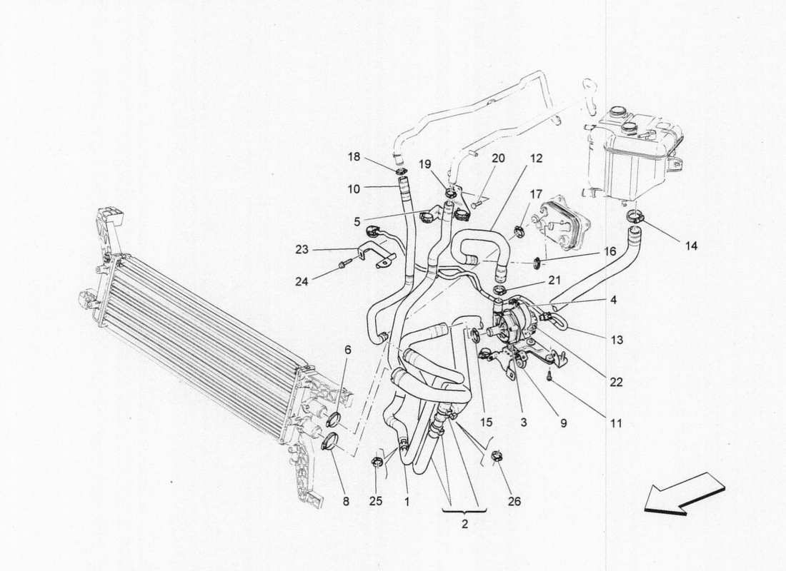 maserati qtp. v6 3.0 bt 410bhp 2015 cooling system part diagram