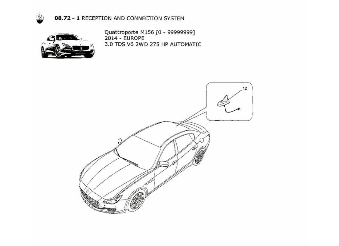 maserati qtp. v6 3.0 tds 275bhp 2014 reception and connection system part diagram