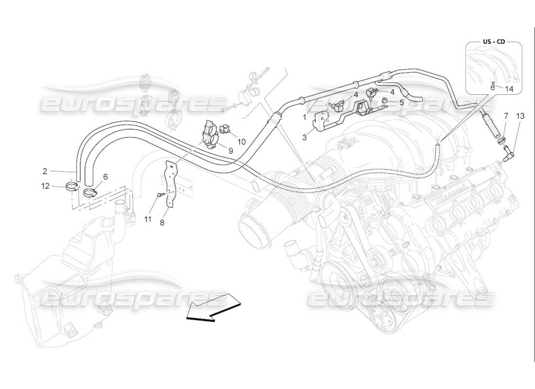 maserati qtp. (2007) 4.2 f1 oil vapour recirculation system part diagram