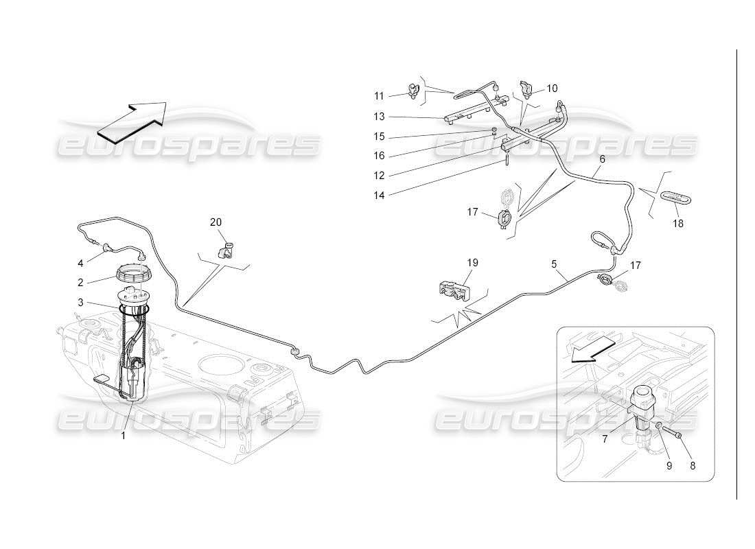 maserati qtp. (2007) 4.2 auto fuel pumps and connection lines part diagram